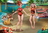 لعبة تلبيس الصديقات على شاطئ البحر