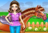 لعبة تلوين باربي مع حصانها الجميل بألوان حقيقية
